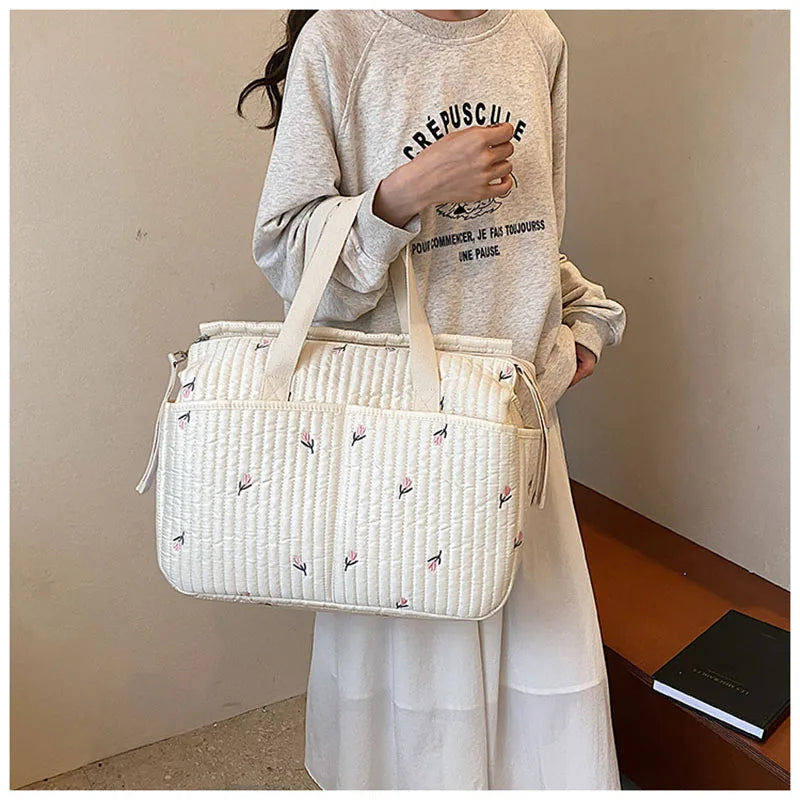 Grand sac à langer coton gaze fleur