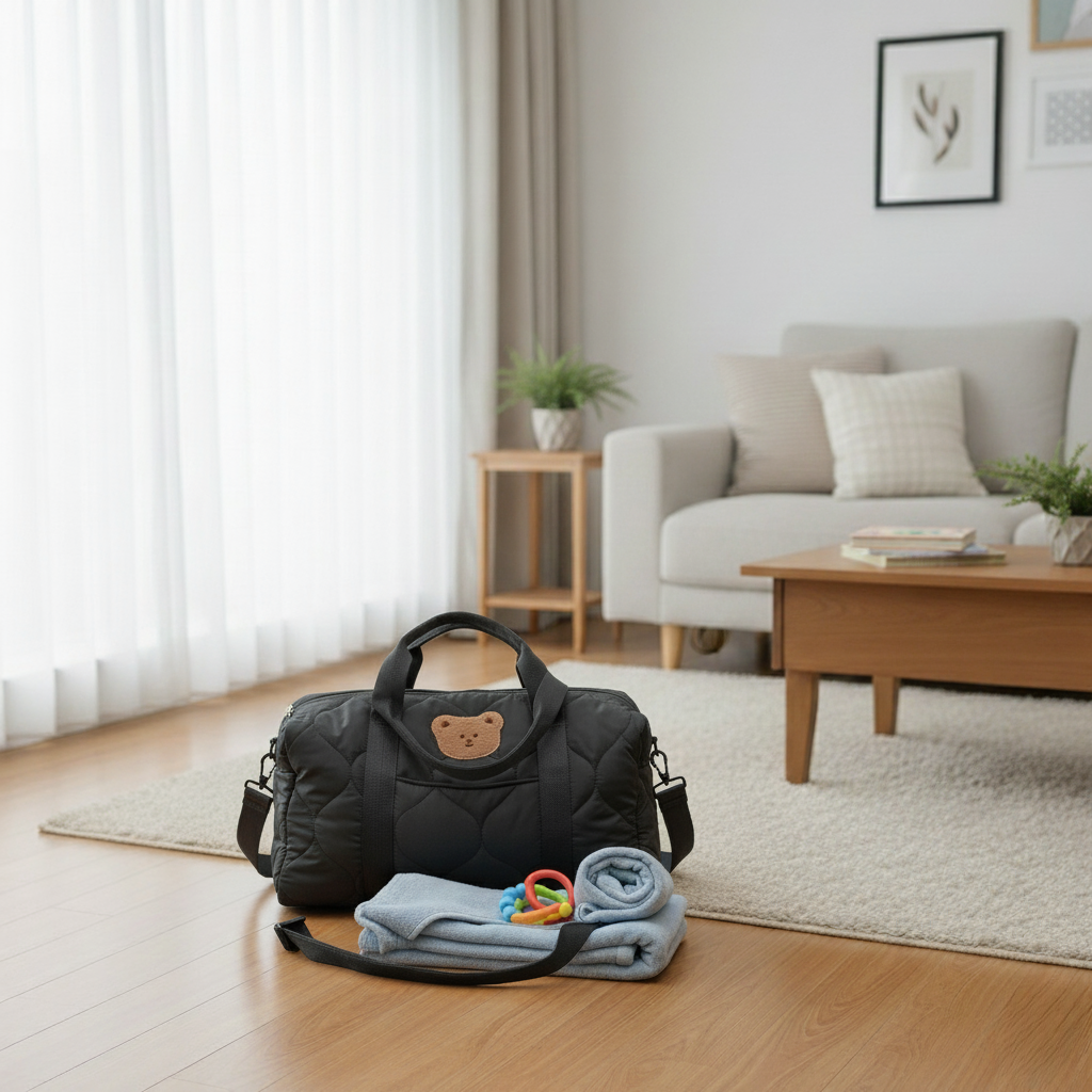 Grand sac à langer noir rangement