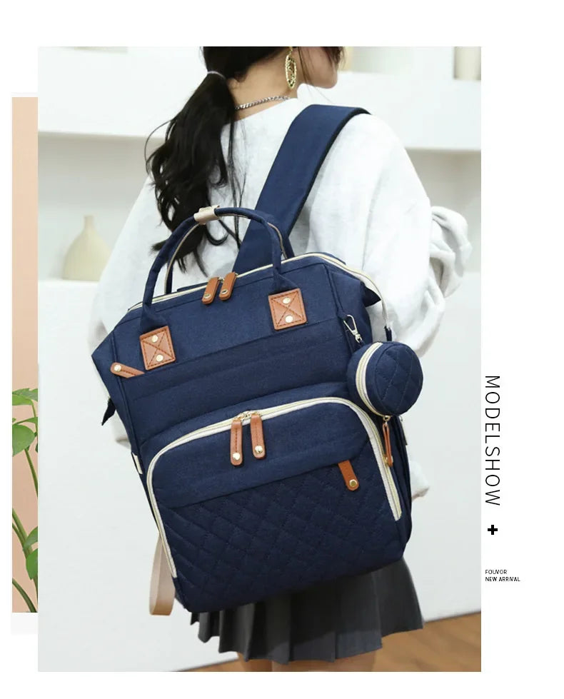 Sac a dos a langer bleu fonce impermeable maman