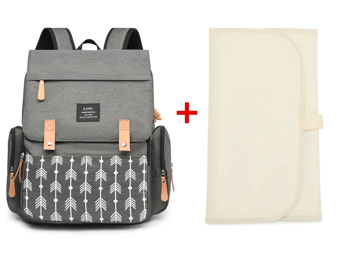 Sac à dos à langer gris moderne