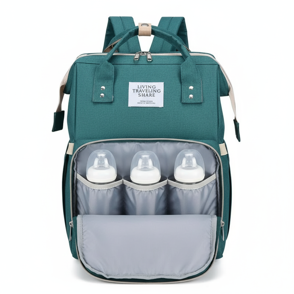 Sac a dos a langer lit vert biberon