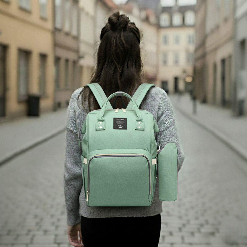 Sac a dos à langer vert femme