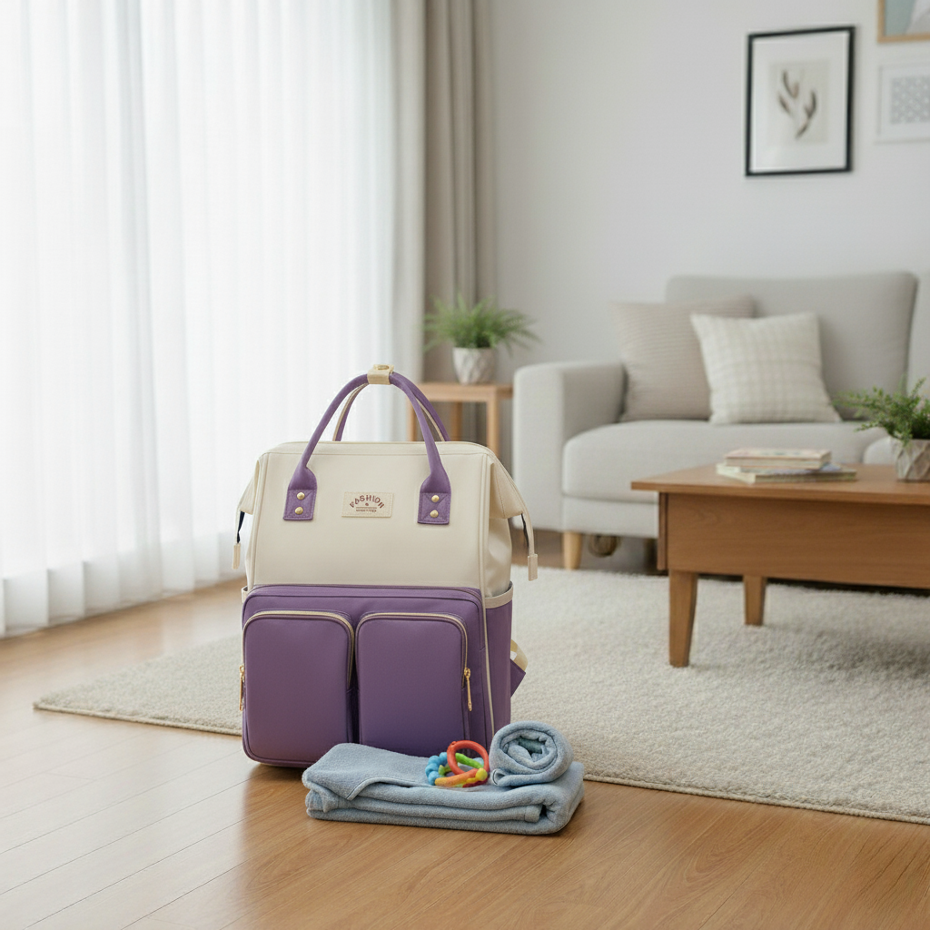 Sac a langer a dos violet maman