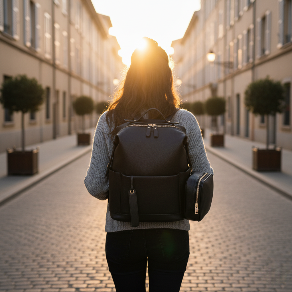 Sac à langer cuir noir