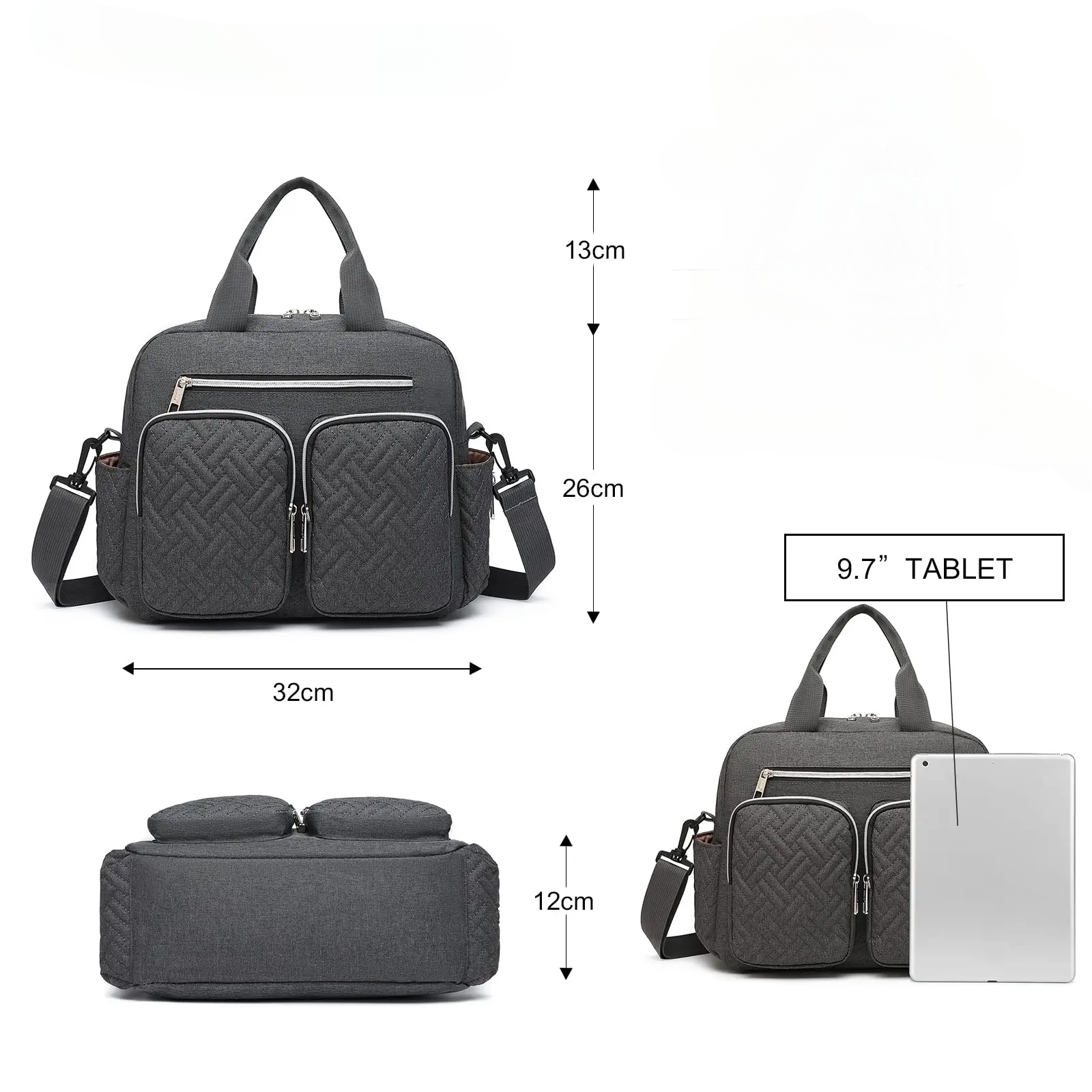 Sac a langer dos et bandouliere gris