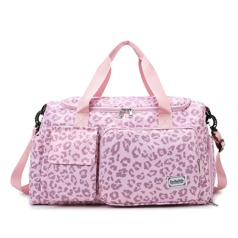 Sac à langer léopard rose