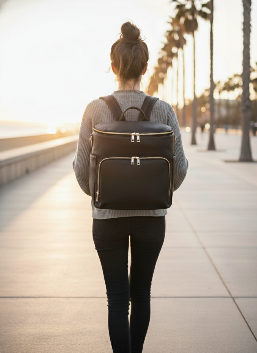 Sac langer cuir noir