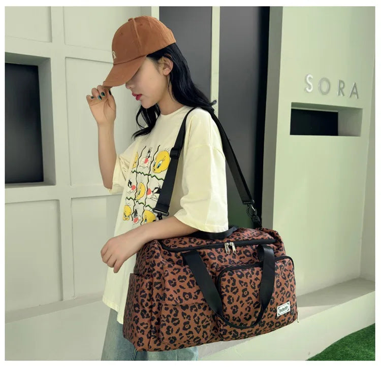 Sac langer leopard marron femme