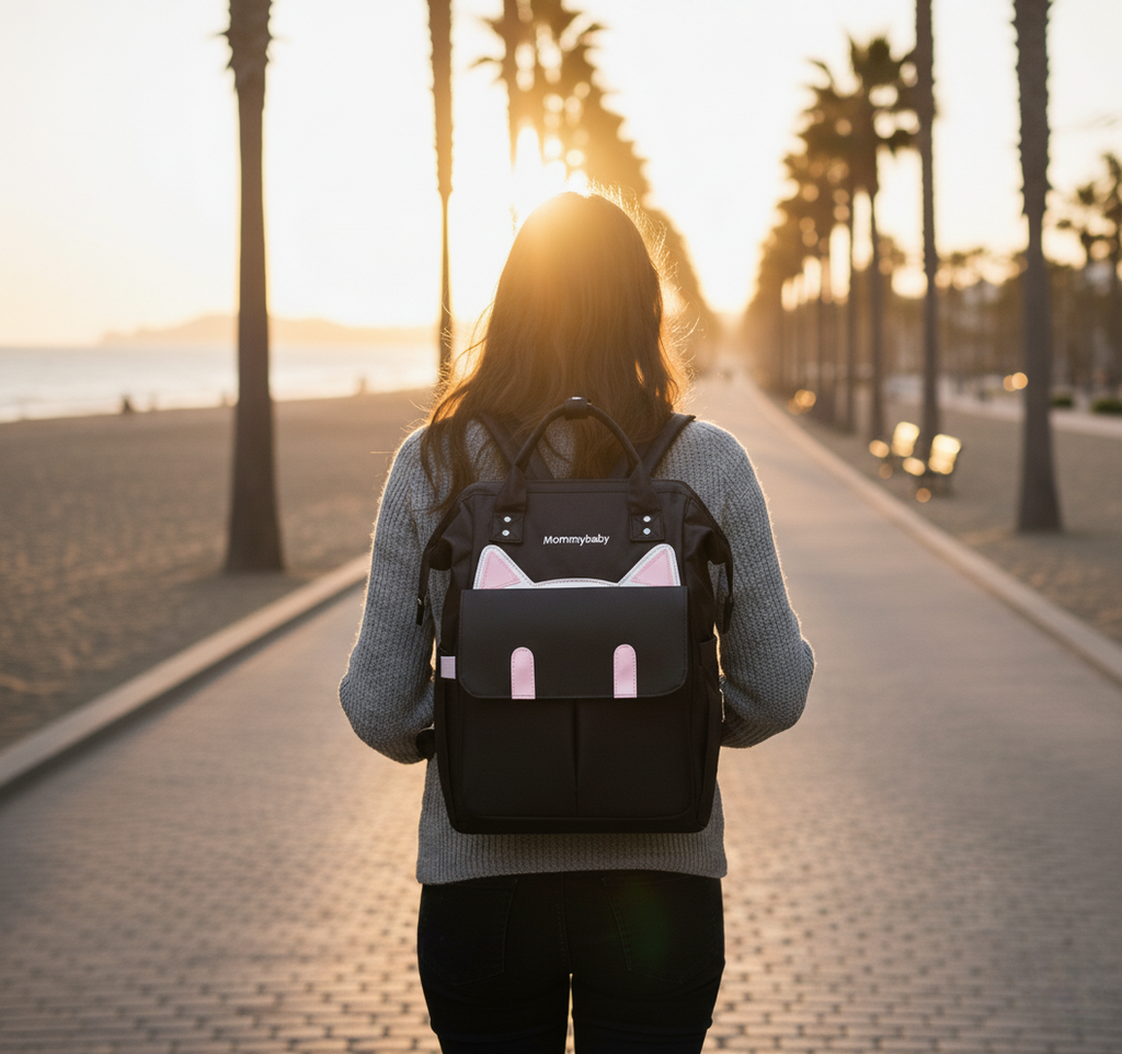 Sac langer noir chat paysage
