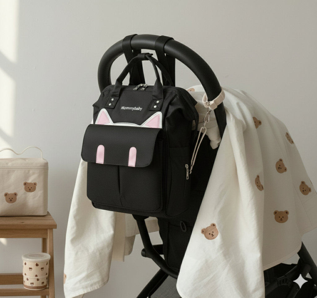 Sac langer noir poussette 