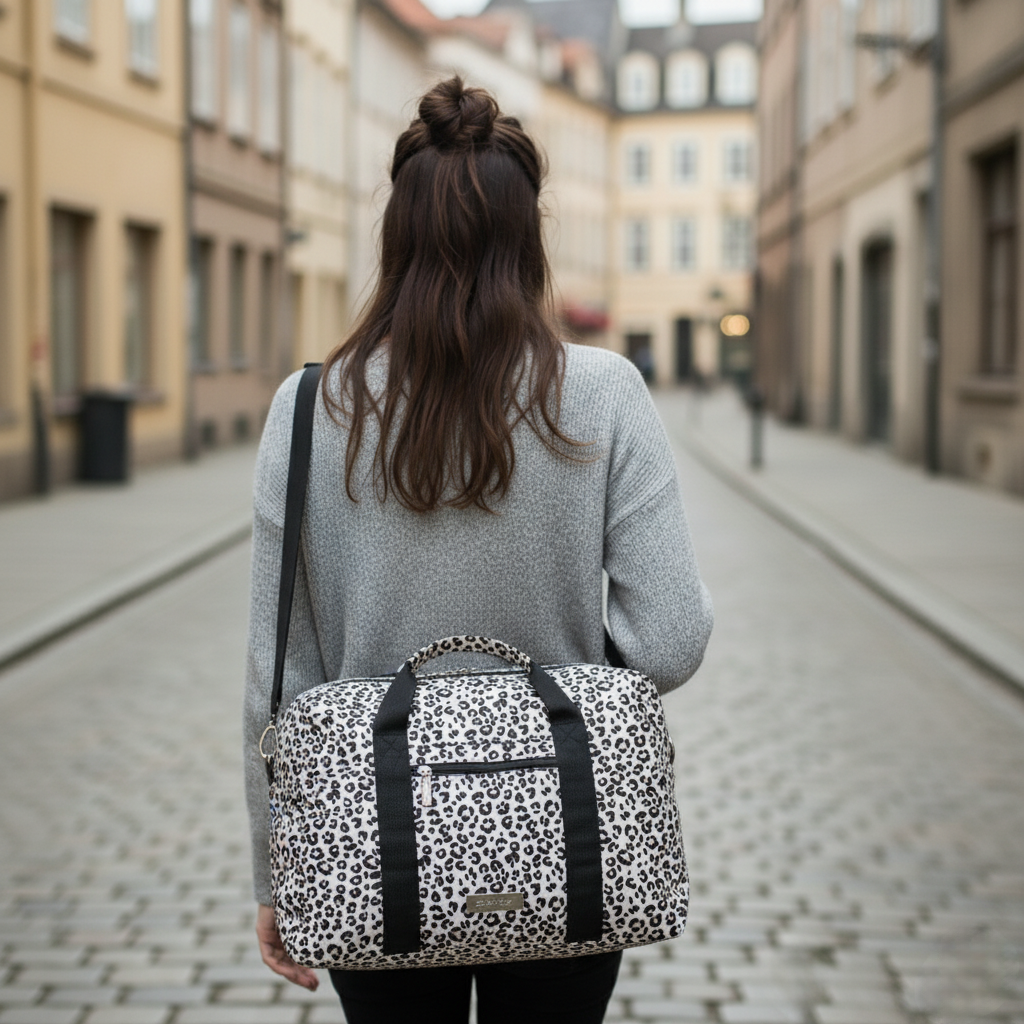 blanc Sac a langer leopard 