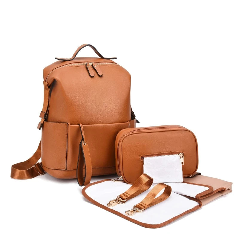 sac a langer cuir camel​