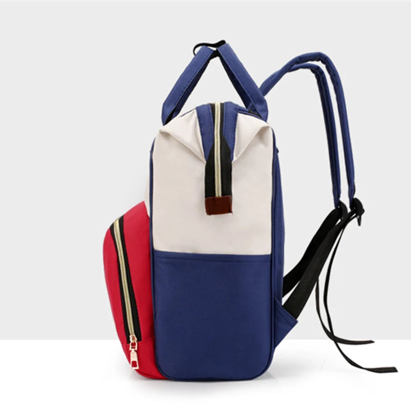 sac a langer dos design bleu rouge