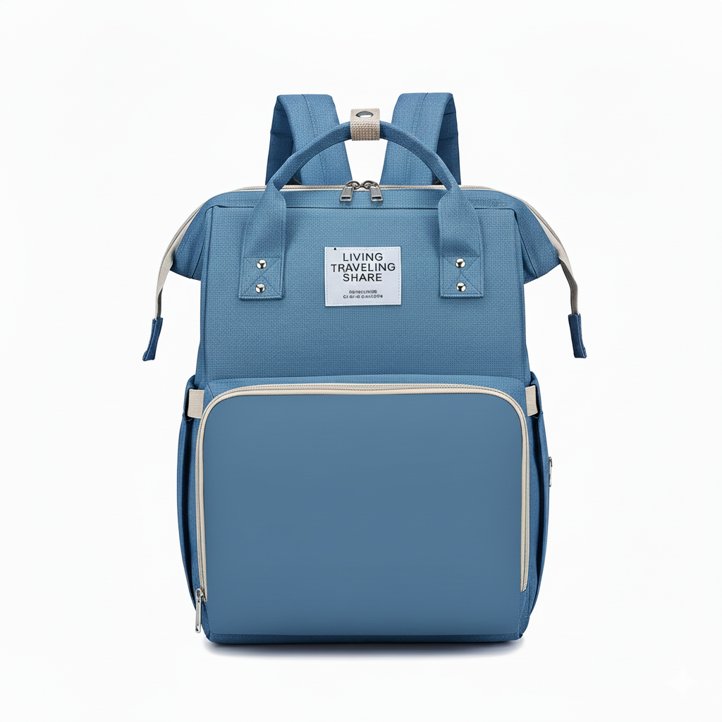 sac à dos à langer avec lit bleu